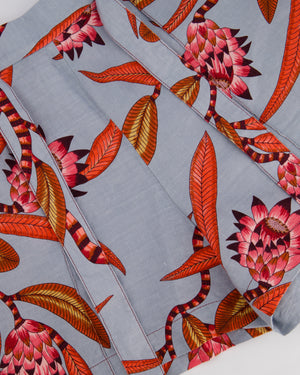 Hermès Blue and Pink Linen Floral Shorts with Tie-Up Detail Size FR 34 (UK 6)