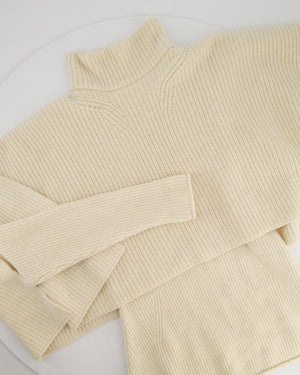 Hermès Cream Knitted Ribbed Jumper with Cape Detail Size FR 34 (UK 6)