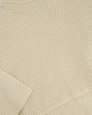Hermès Cream Knitted Ribbed Jumper with Cape Detail Size FR 34 (UK 6)