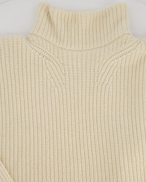 Hermès Cream Knitted Ribbed Jumper with Cape Detail Size FR 34 (UK 6)