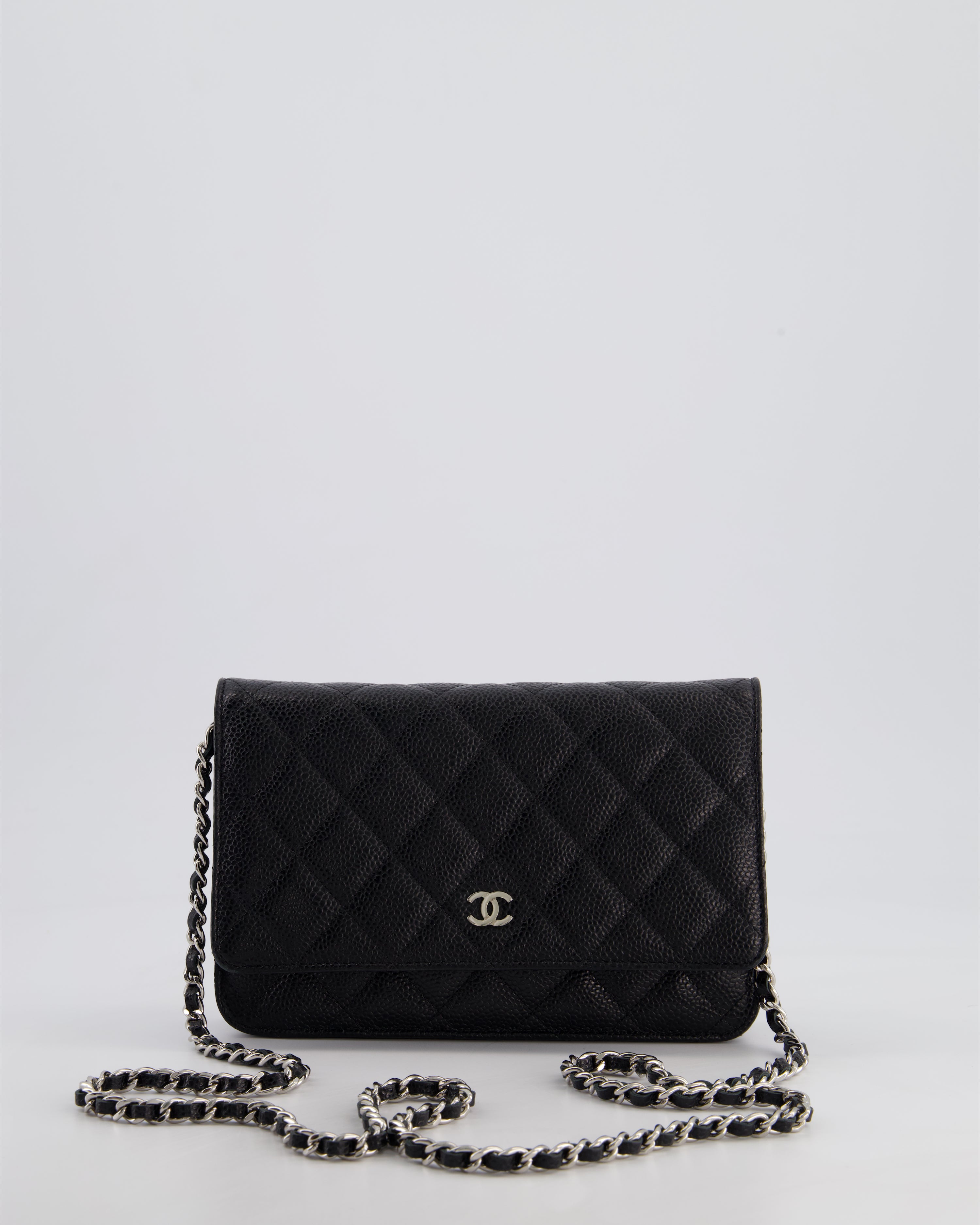 希少品◆入手困難♪【CHANEL】Wallet On Chain Silver Black Chanel Wallet On Chain Black - Vintasje