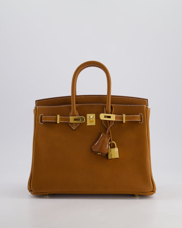 *RARE* Hermès Birkin 25cm Retourne in Fauve Barenia Faubourg Leather with Gold Hardware