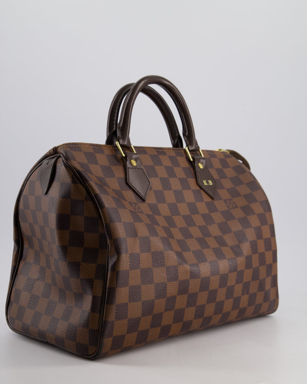 Louis Vuitton Brown Damier Ebene Canvas Speedy 30 Bag with Gold Hardware
