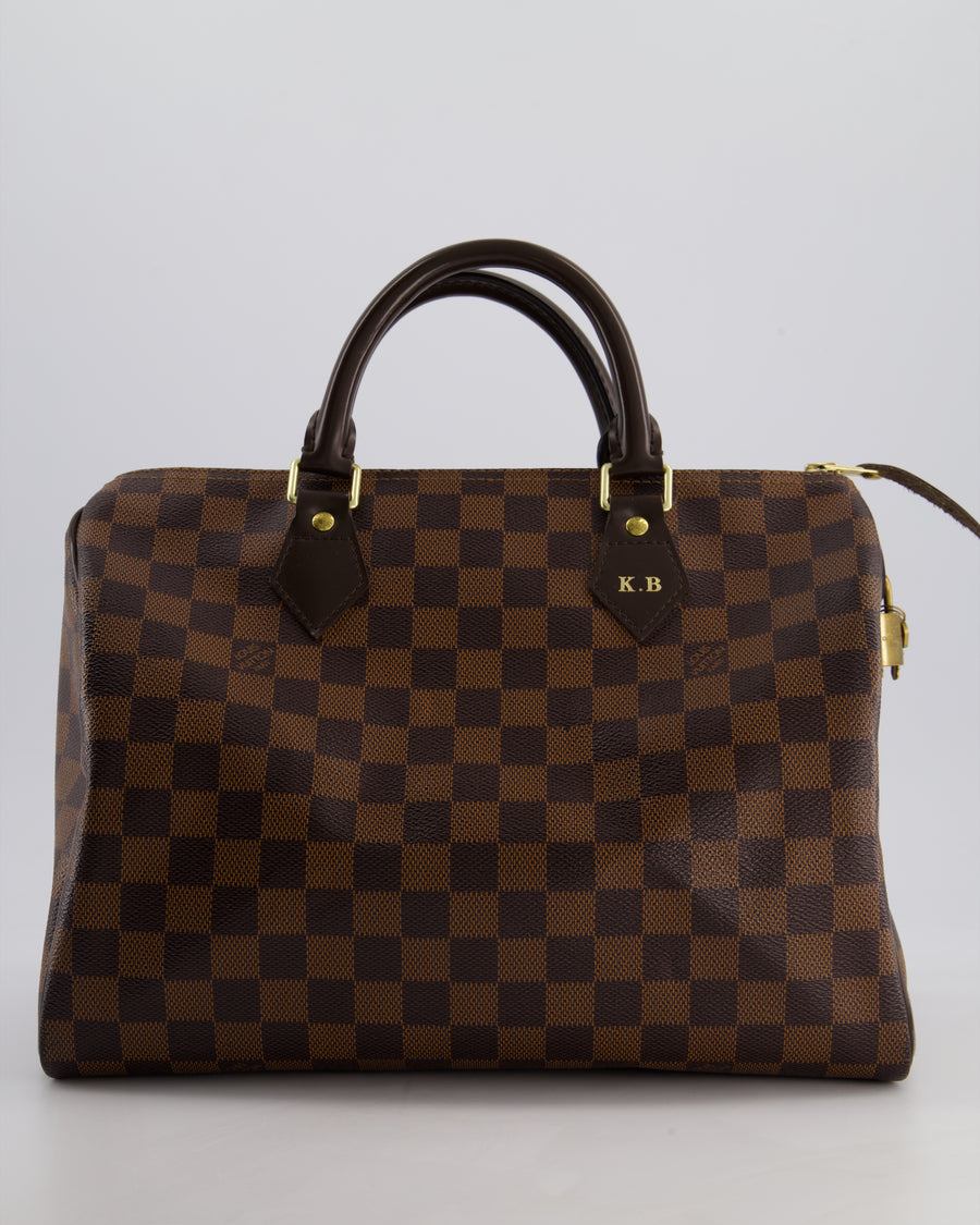 Louis Vuitton Brown Damier Ebene Canvas Speedy 30 Bag with Gold Hardware