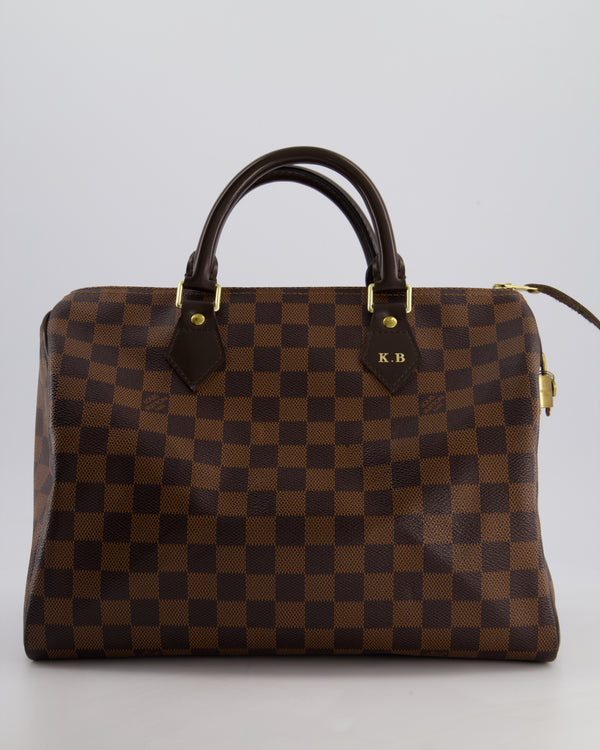 Louis Vuitton Brown Damier Ebene Canvas Speedy 30 Bag with Gold Hardware