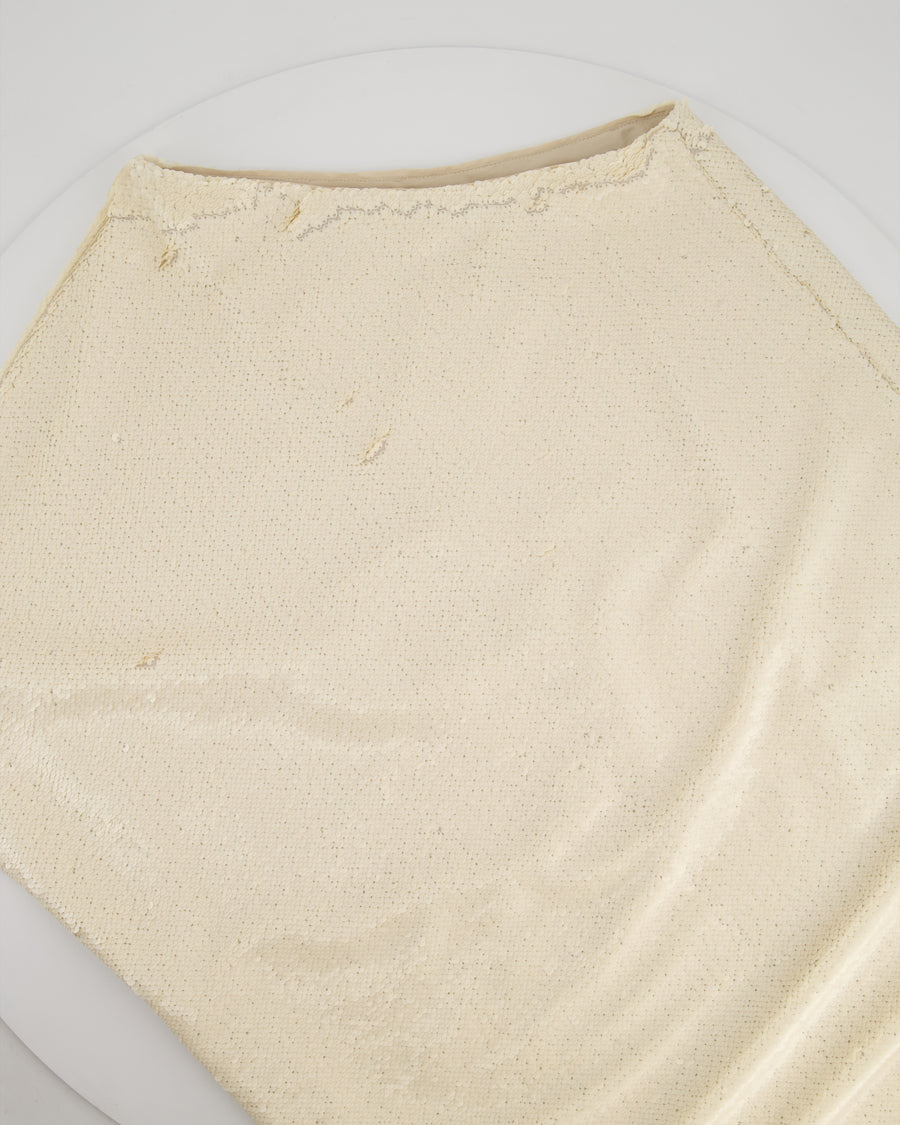 The Frankie Shop Gloria Cream Sequin One Shoulder Mini Dress Size XS (UK 6)