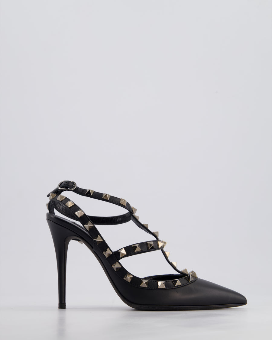 Valentino Black Leather Rockstud Caged Pumps Size EU 36.5