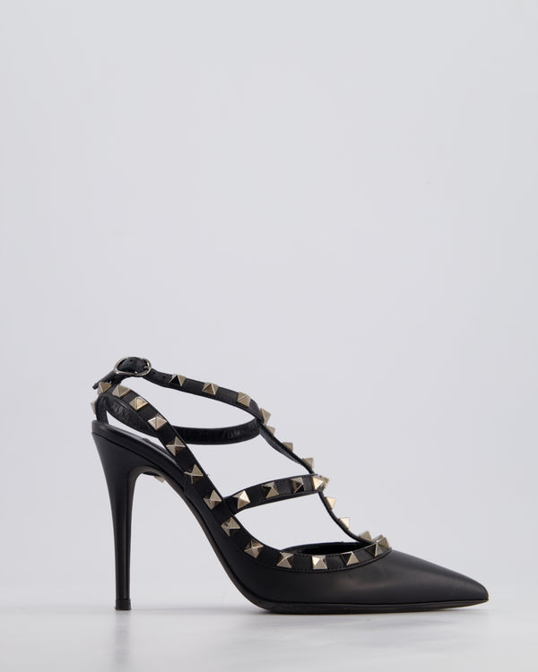 Valentino Black Leather Rockstud Caged Pumps Size EU 36.5
