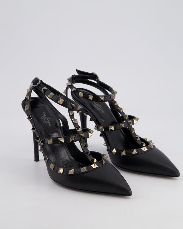 Valentino Black Leather Rockstud Caged Pumps Size EU 36.5