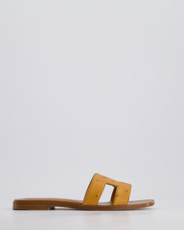 Hermès Gold Ostrich Oran Sandals Size EU 35.5 RRP £1450