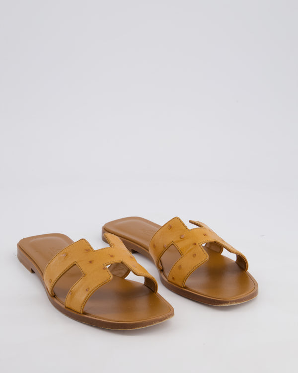 Hermès Gold Ostrich Oran Sandals Size EU 35.5 RRP £1450