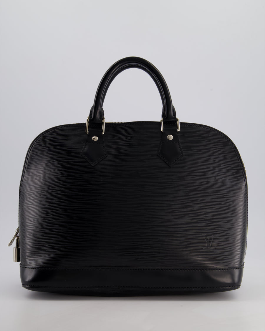 Louis Vuitton Alma PM Bag in Black Epi Leather with Silver Hardware
