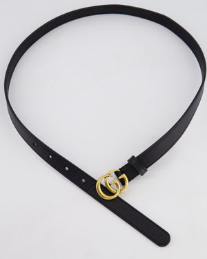 Gucci Black GG Logo Marmont Leather Thin Belt Size 75cm RRP £320