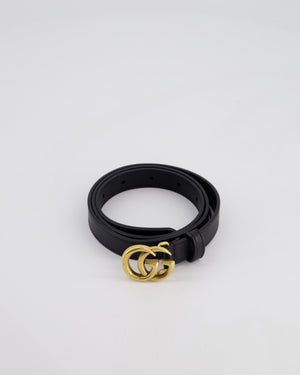 Gucci Black GG Logo Marmont Leather Thin Belt Size 75cm RRP £320