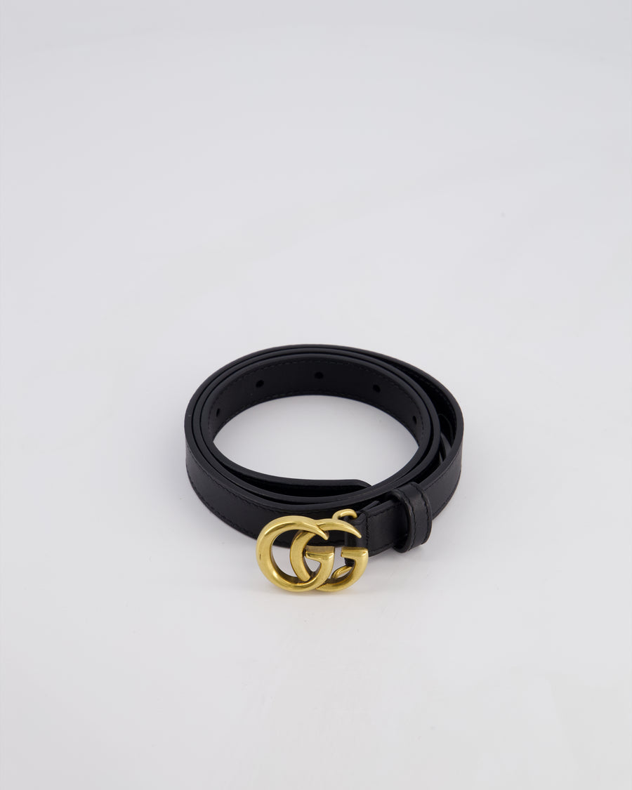 Gucci Black GG Logo Marmont Leather Thin Belt Size 75cm RRP £320