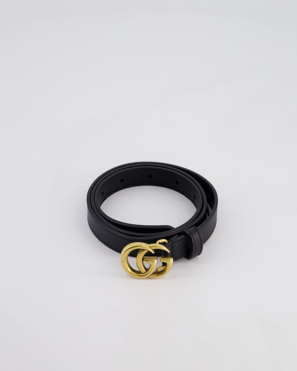 Gucci Black GG Logo Marmont Leather Thin Belt Size 75cm RRP £320