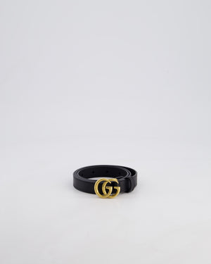 Gucci Black GG Logo Marmont Leather Thin Belt Size 75cm RRP £320