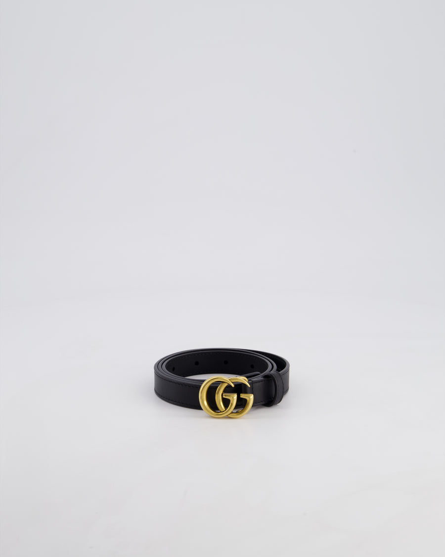 Gucci Black GG Logo Marmont Leather Thin Belt Size 75cm RRP £320