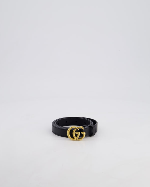 Gucci Black GG Logo Marmont Leather Thin Belt Size 75cm RRP £320