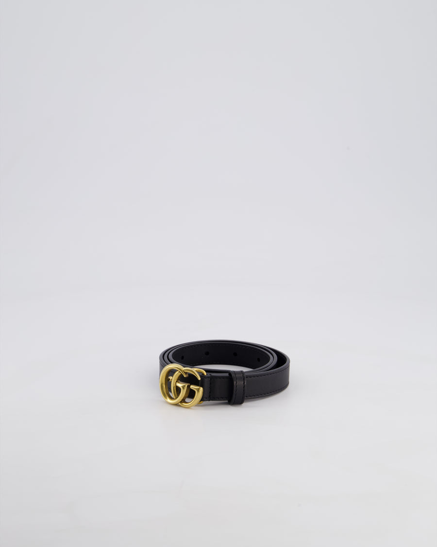 Gucci Black GG Logo Marmont Leather Thin Belt Size 75cm RRP £320
