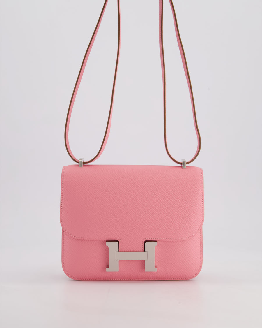 *HOT* Hermès Constance III Mini 18cm Miroir Bag in Rose Confetti Epsom Leather with Palladium Hardware