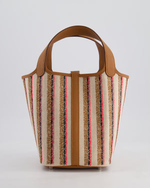 *RARE & HOT* Hermes Picotin 18cm Broderie Couverture in Ecru, Beige, Fauve, Rose Pop Noir & Gold Swift Leather with Palladium Hardware