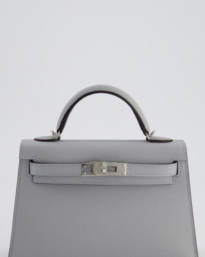 *HOT* Hermès Mini Kelly II 20cm Bag In Bleu Glacier Epsom Leather with Palladium Hardware