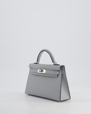 *HOT* Hermès Mini Kelly II 20cm Bag In Bleu Glacier Epsom Leather with Palladium Hardware