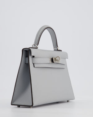 *HOT* Hermès Mini Kelly II 20cm Bag In Bleu Glacier Epsom Leather with Palladium Hardware