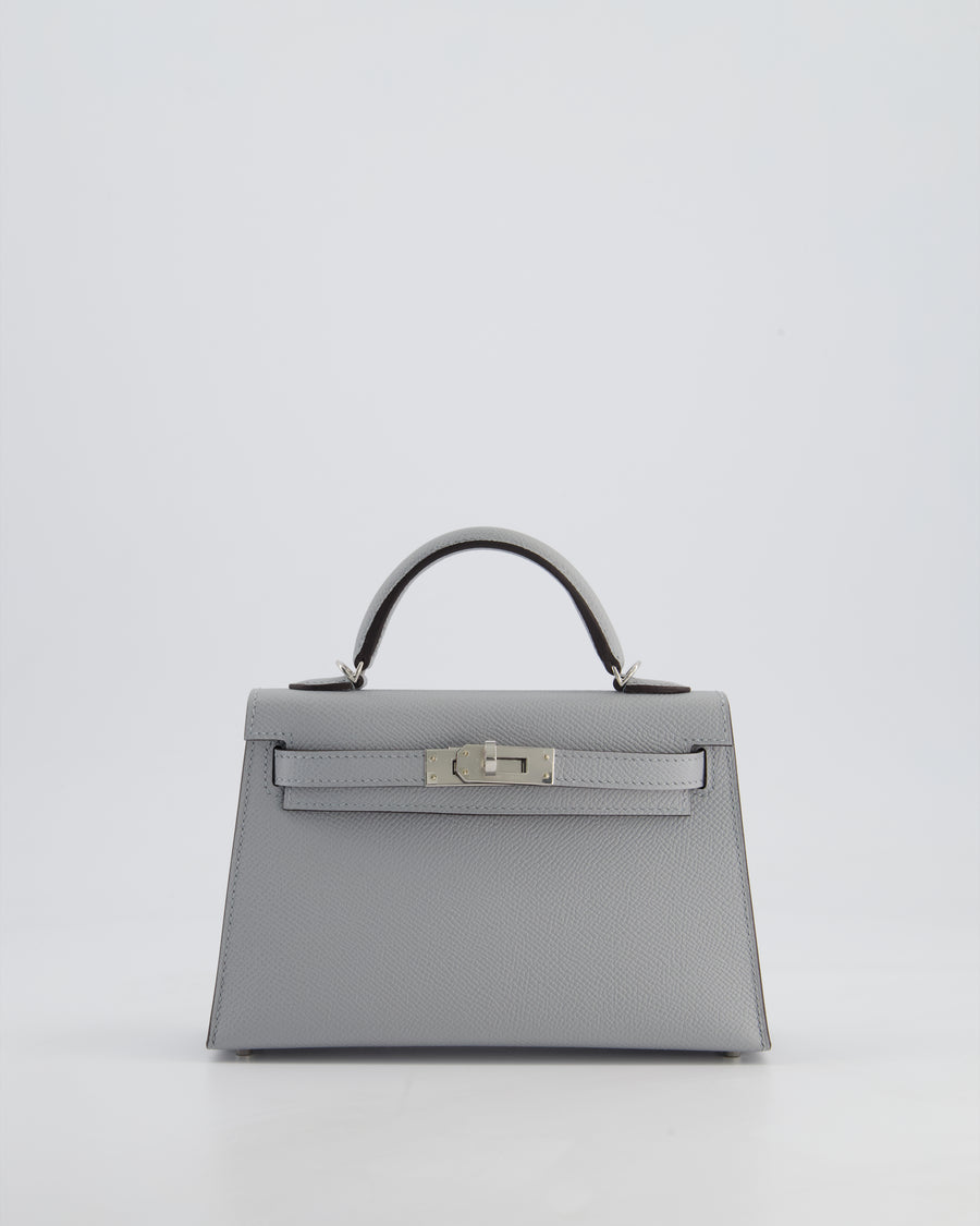 *HOT* Hermès Mini Kelly II 20cm Bag In Bleu Glacier Epsom Leather with Palladium Hardware