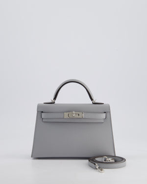 *HOT* Hermès Mini Kelly II 20cm Bag In Bleu Glacier Epsom Leather with Palladium Hardware