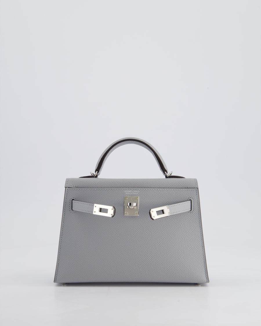 *HOT* Hermès Mini Kelly II 20cm Bag In Bleu Glacier Epsom Leather with Palladium Hardware