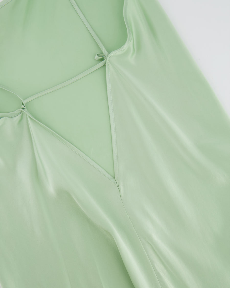 Victoria Beckham Pastel Green Silky Sleeveless Maxi Dress Size UK 12