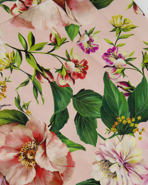 Dolce Gabbana Pink Silk Floral Print Top and Midi Skirt Set Size IT 40 (UK 8)