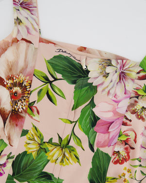 Dolce Gabbana Pink Silk Floral Print Top and Midi Skirt Set Size IT 40 (UK 8)
