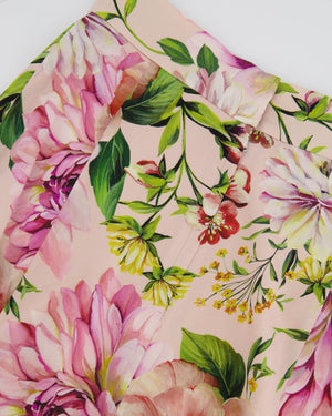 Dolce Gabbana Pink Silk Floral Print Top and Midi Skirt Set Size IT 40 (UK 8)