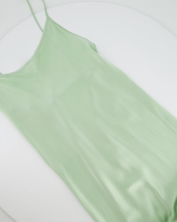 Victoria Beckham Pastel Green Silky Sleeveless Maxi Dress Size UK 12