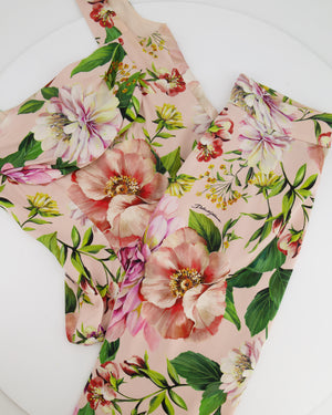 Dolce Gabbana Pink Silk Floral Print Top and Midi Skirt Set Size IT 40 (UK 8)