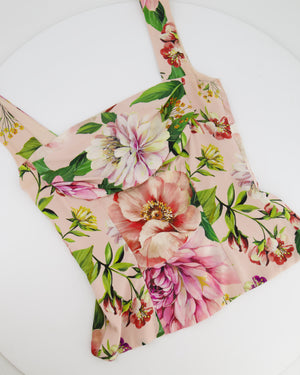 Dolce Gabbana Pink Silk Floral Print Top and Midi Skirt Set Size IT 40 (UK 8)