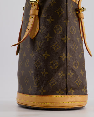 Louis Vuitton Petit Bucket Bag in Brown Monogram Canvas with Gold Hardware