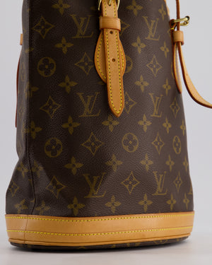 Louis Vuitton Petit Bucket Bag in Brown Monogram Canvas with Gold Hardware