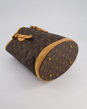 Louis Vuitton Petit Bucket Bag in Brown Monogram Canvas with Gold Hardware