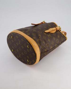 Louis Vuitton Petit Bucket Bag in Brown Monogram Canvas with Gold Hardware