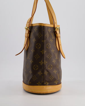 Louis Vuitton Petit Bucket Bag in Brown Monogram Canvas with Gold Hardware