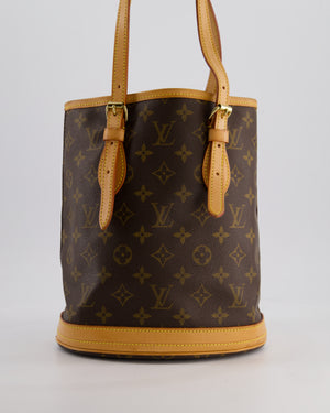 Louis Vuitton Petit Bucket Bag in Brown Monogram Canvas with Gold Hardware