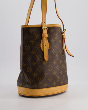 Louis Vuitton Petit Bucket Bag in Brown Monogram Canvas with Gold Hardware