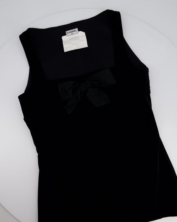 Chanel Black Velvet Top with Bow Detail Size FR 38 (UK 10)