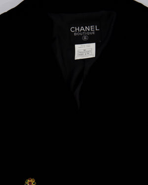 Chanel 96/A Black Double Breasted Velvet Jacket with Gold Gripoix Button Details Size FR 40 (UK 12)