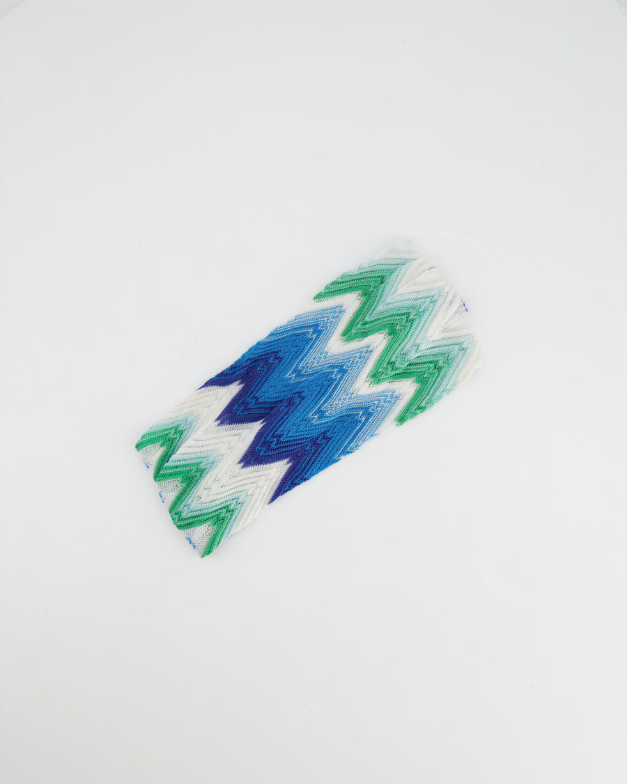 Missoni Blue, White and Green Zigzag Wool Headband