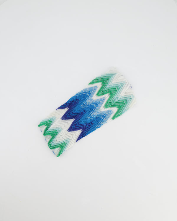 Missoni Blue, White and Green Zigzag Wool Headband